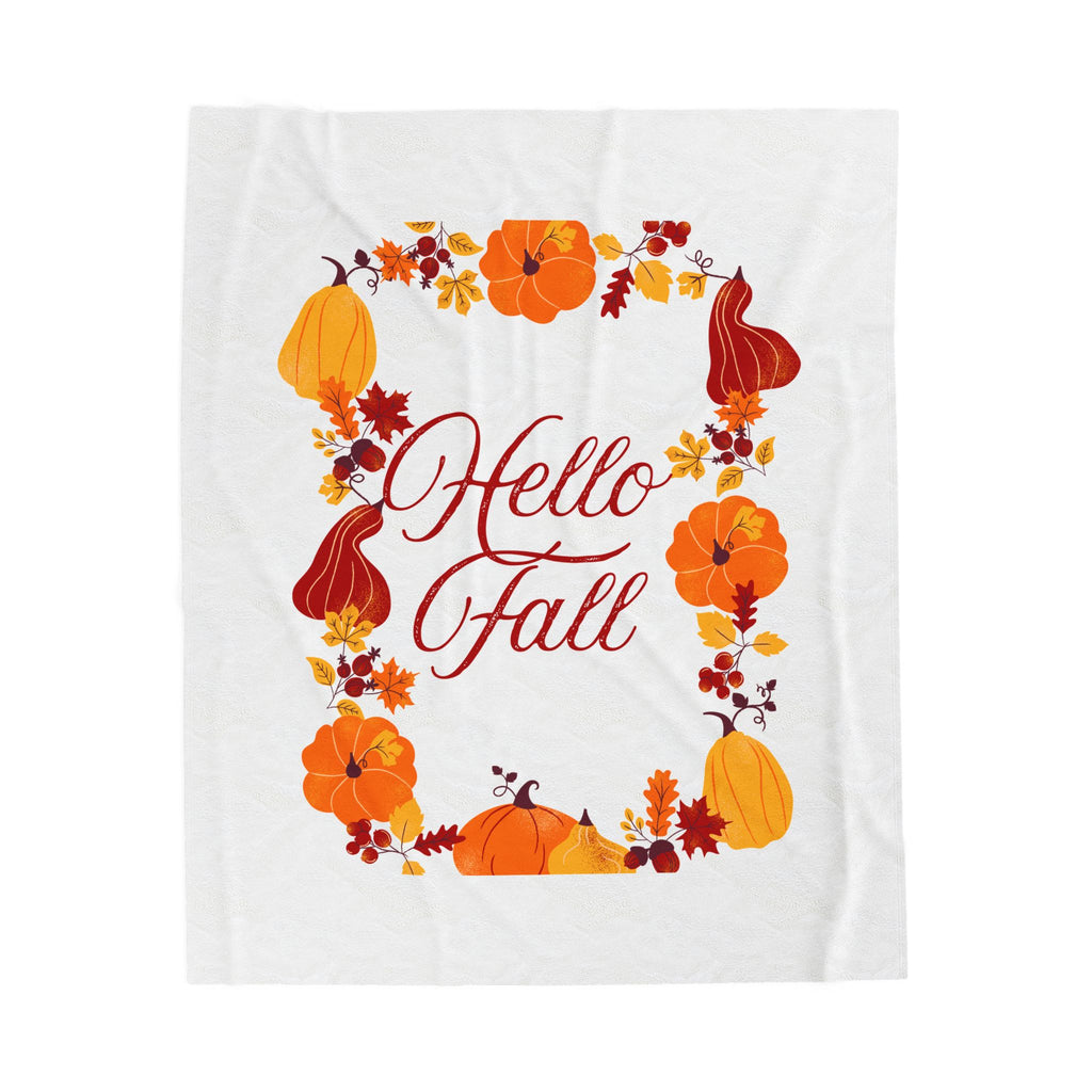 Fall-Themed Velveteen Plush Blanket, Cozy Autumn Decor, Gift for Thanksgiving, Warm Throw for Home, Seasonal Blanket for Snuggling