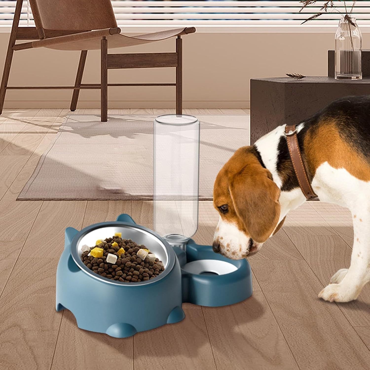 Cat Food And Water Bowl Set - 16 Degree Tilted Dog Dish With Water Dispenser Removable Pet Feeder Bowl Dog Drinking And Eating Bowl Detachable Pet Feeder Bowl For Cats And Dogs