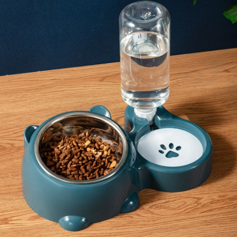 Cat Food And Water Bowl Set - 16 Degree Tilted Dog Dish With Water Dispenser Removable Pet Feeder Bowl Dog Drinking And Eating Bowl Detachable Pet Feeder Bowl For Cats And Dogs