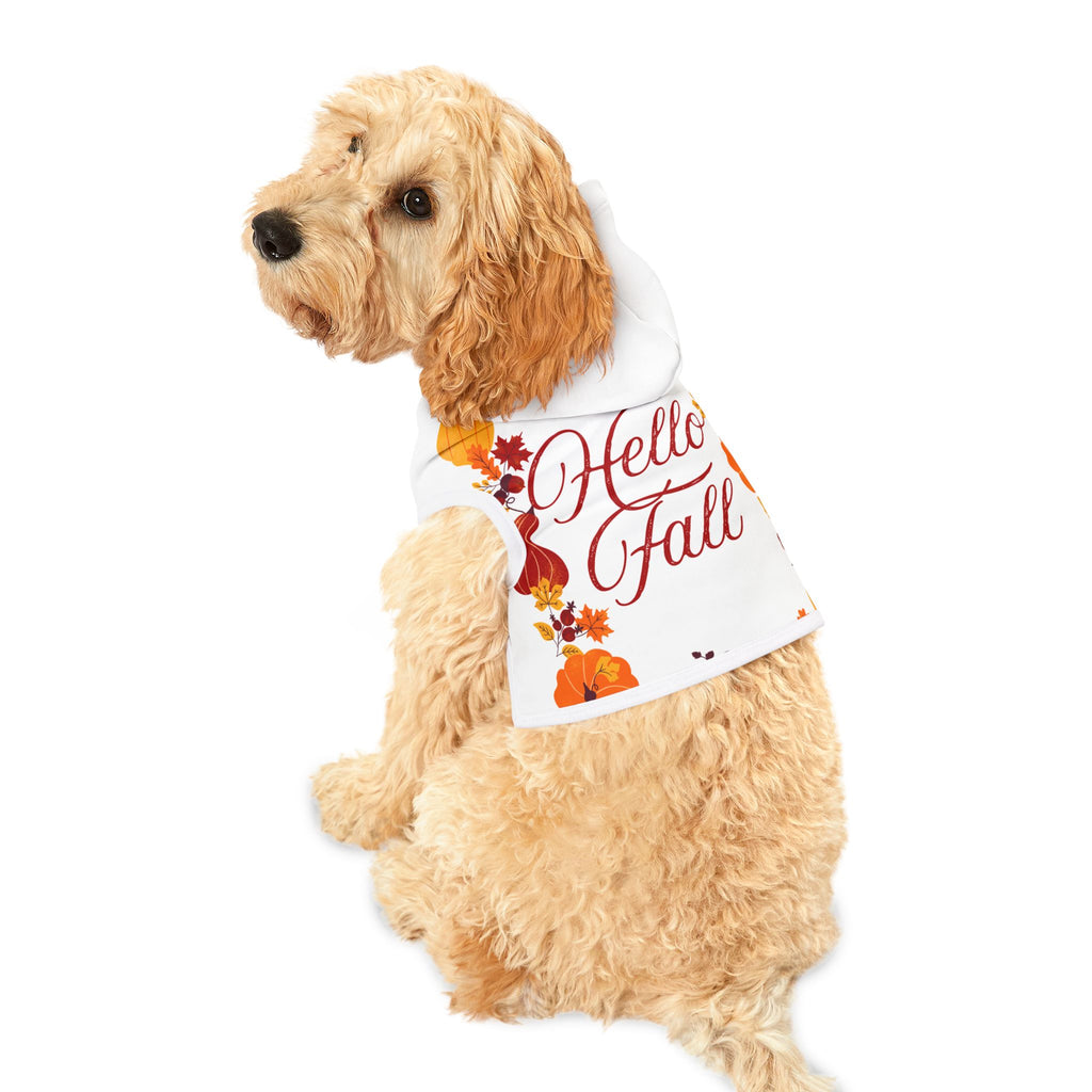 Fall-Themed Pet Hoodie, Cozy Dog Sweater, Seasonal Pet Apparel, Halloween Costume for Dogs, Hello Fall Hoodie