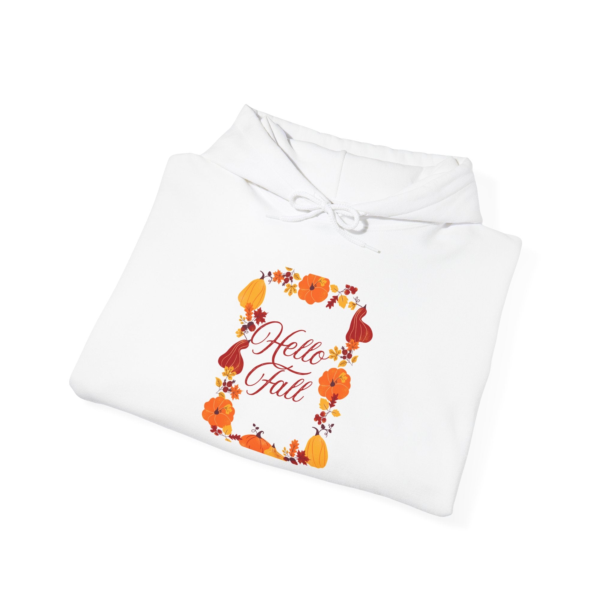 Cozy Fall Hoodie - Hello Fall Design, Autumn Apparel, Unisex Sweatshirt, Gift for Her, Seasonal Wear, Halloween Style