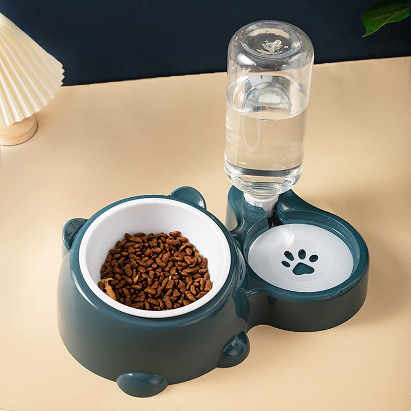 Cat Food And Water Bowl Set - 16 Degree Tilted Dog Dish With Water Dispenser Removable Pet Feeder Bowl Dog Drinking And Eating Bowl Detachable Pet Feeder Bowl For Cats And Dogs